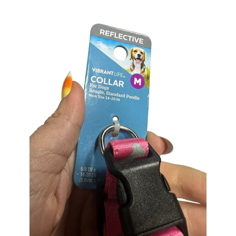 VIBRANT LIFE dog collar SIZE‎ MEDIUM neck size 14-20 in 20-50 lb reflective